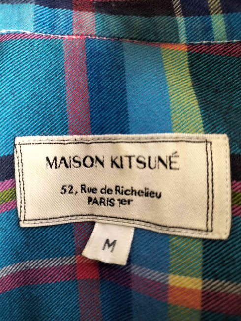 メゾンキツネ MAISON KITSUNE カラフルチェックL/S ワークシャツ メンズ import:M