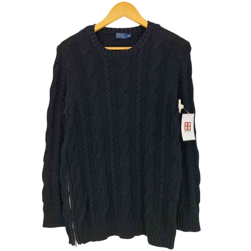 ポロラルフローレン POLO RALPH LAUREN ケーブル編み コットンニット 裾ジップ メンズ import:M