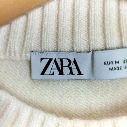 ザラ ZARA 細ボーダー サイドスリット クルーネック ニット レディース import:M