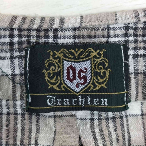 Grachten チェック柄 ノーカラー チロリアンシャツ メンズ