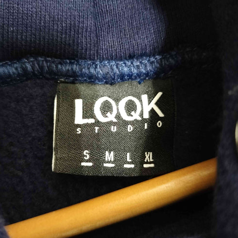 ルックスタジオ LQQK STUDIO ×BLUE SUN LOGO HOODIE USA製 ロゴ刺繍 プルオーバーパーカー メンズ import:XL