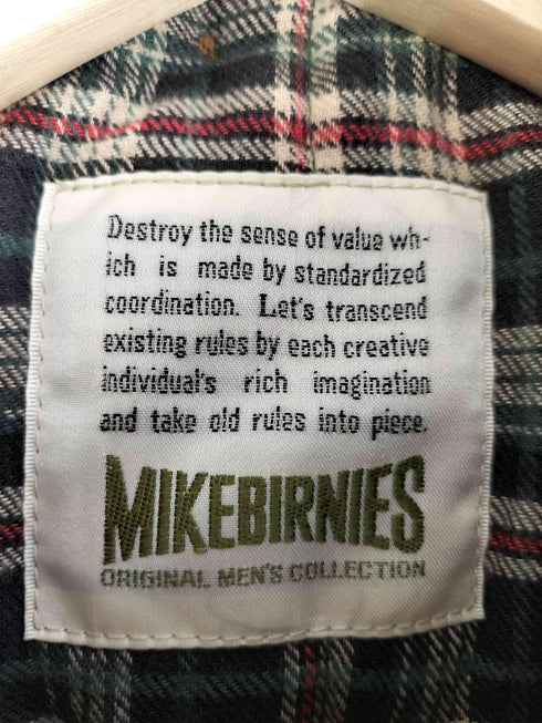 MIKEBIRNIES OLD 裏地キルティング レザー切替 バイカラー中綿ジャケット フード取り外し可能 メンズ JPN:L