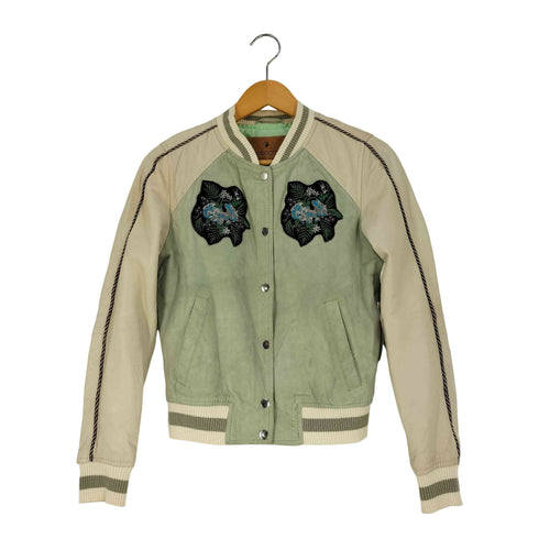 goosecraft bomber056 パッチ レザー キルティング 切替スカジャン レディース import:S