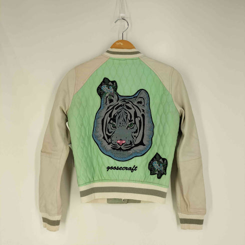 goosecraft bomber056 パッチ レザー キルティング 切替スカジャン レディース import:S