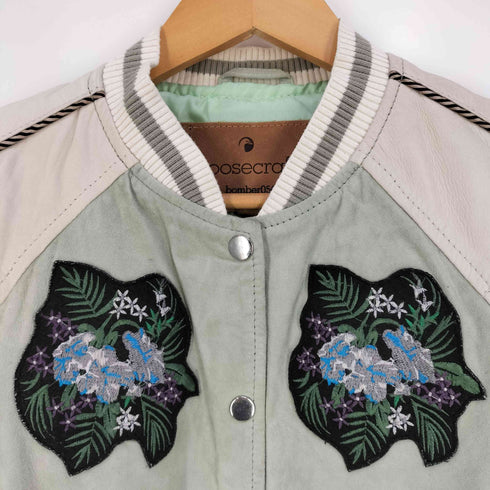 goosecraft bomber056 パッチ レザー キルティング 切替スカジャン レディース import:S