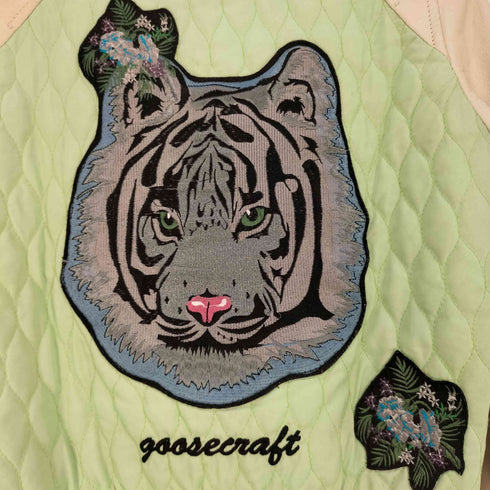 goosecraft bomber056 パッチ レザー キルティング 切替スカジャン レディース import:S