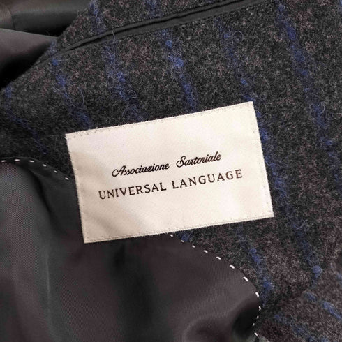 ユニバーサルランゲージ UNIVERSAL LANGUAGE ストライプ ウール 2B テーラードジャケット センタープレス スラックスパンツ セットアップ メンズ 48-6Drop