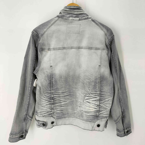 SMOKE RISE ウォッシュドデニムシングルライダースジャケット ダメージ加工 メンズ JPN:S