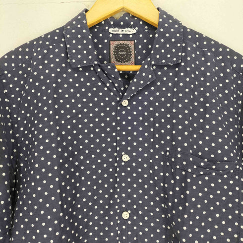 destin MADE IN ITALY ドット柄シルク混開襟シャツ import メンズ