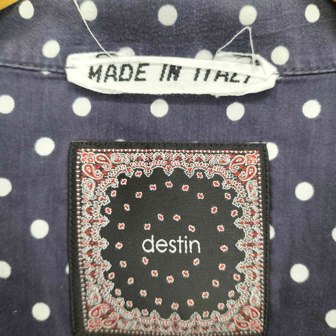 destin MADE IN ITALY ドット柄シルク混開襟シャツ import メンズ