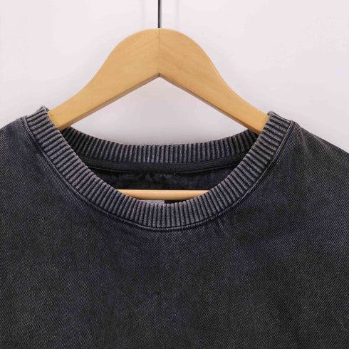 ザラ ZARA サイドジップ デニムクルーネックカットソー メンズ import:S