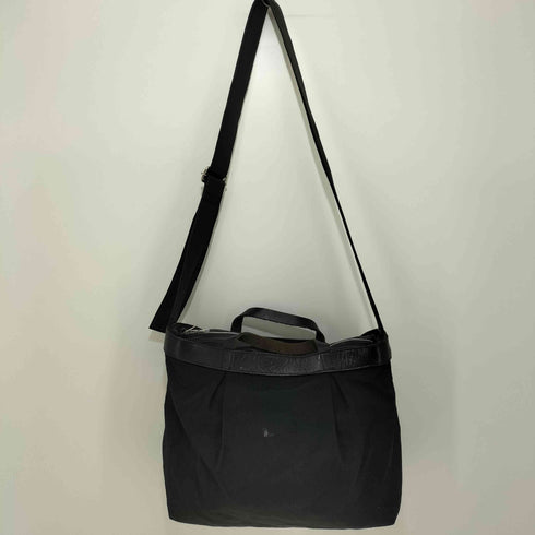 ヨウジヤマモトファム Yohji Yamamoto FEMME レザー切替 ウールショルダーバッグ レディース