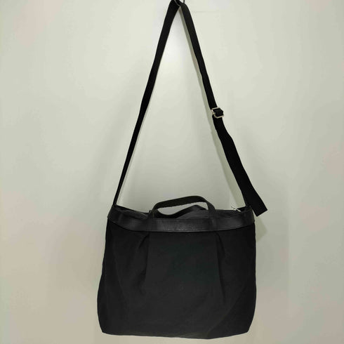 ヨウジヤマモトファム Yohji Yamamoto FEMME レザー切替 ウールショルダーバッグ レディース