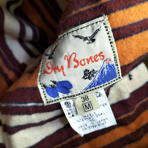 ドライボーンズ Dry Bones 90s 日本製 裏地ボーダー イカリボタン スエードPコート メンズ JPN:M