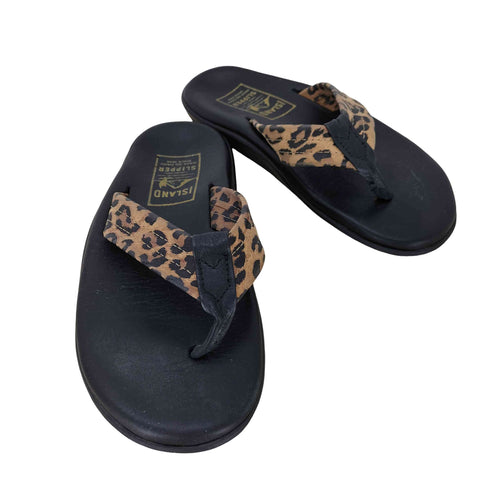 アイランドスリッパ ISLAND SLIPPER レオパード柄 レザービーチサンダル レディース