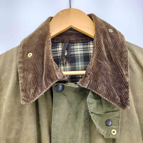 バブアー Barbour 80-90S 英国製 BORDER JACKET 3ワラント 裏地チェック オイルド ボーダー ジャケット メンズ C40 102cm