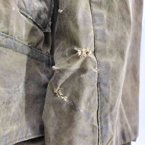 バブアー Barbour 80-90S 英国製 BORDER JACKET 3ワラント 裏地チェック オイルド ボーダー ジャケット メンズ C40 102cm