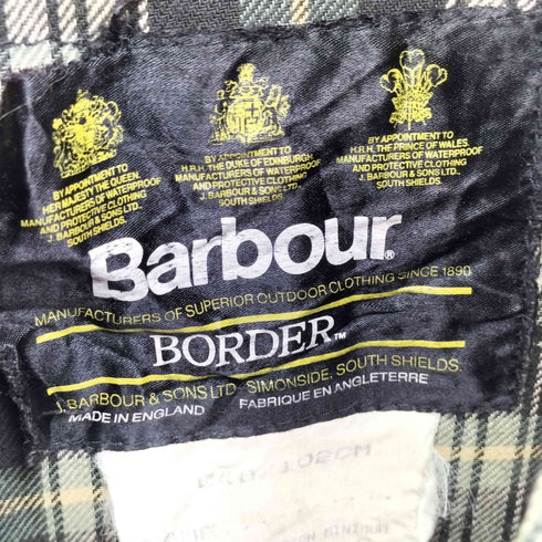 バブアー Barbour 80-90S 英国製 BORDER JACKET 3ワラント 裏地チェック オイルド ボーダー ジャケット メンズ C40 102cm