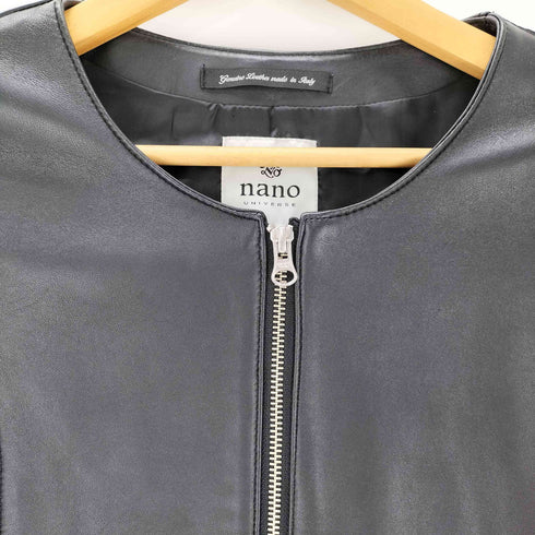 ナノユニバース NANO universe ノーカラーラムレザージャケット レディース JPN:36