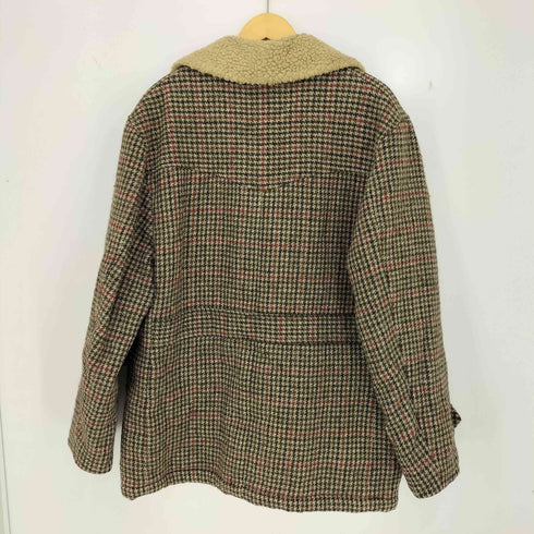 ハリスツイード Harris Tweed 裏ボア くるみボタン ガンクラブチェック ウール ハーフコート メンズ