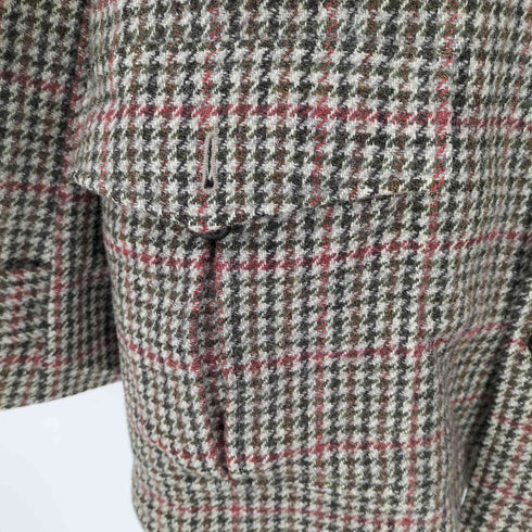 ハリスツイード Harris Tweed 裏ボア くるみボタン ガンクラブチェック ウール ハーフコート メンズ