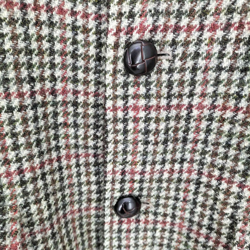 ハリスツイード Harris Tweed 裏ボア くるみボタン ガンクラブチェック ウール ハーフコート メンズ