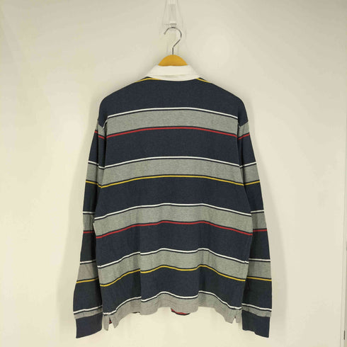 カンタベリー CANTERBURY ロゴ刺繍 マルチボーダー ポロシャツ ラガーシャツ メンズ import:XL