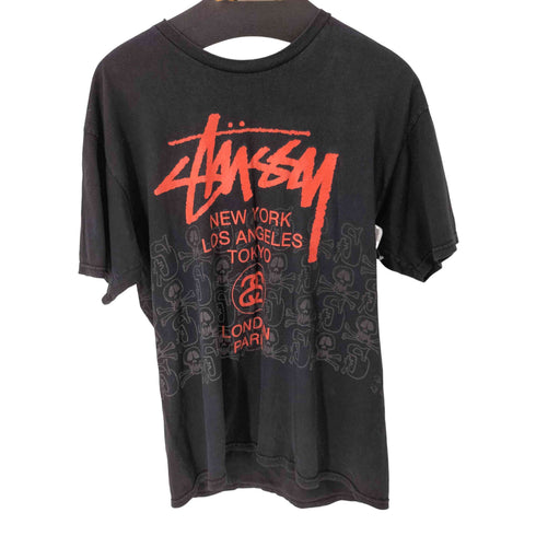 ステューシー Stussy メキシコ製 総柄両面プリントS/Sカットソー スカル ロゴ メンズ JPN:L