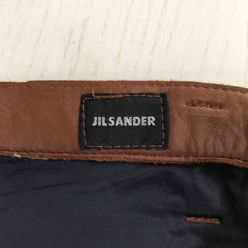 ジルサンダー JIL SANDER イタリア製 ボタンフライ ストレート レザーパンツ メンズ 48