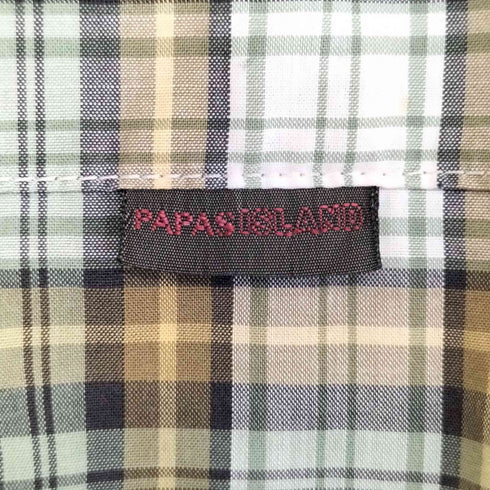パパス papas ロゴパッチ チェックシャツ メンズ import:M