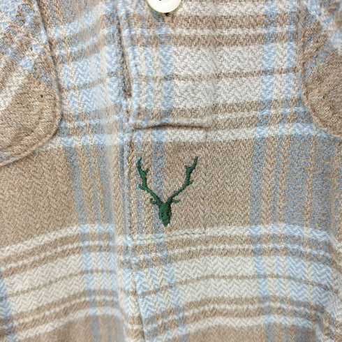 サウスツーウェストエイト SOUTH2 WEST8 フロントロゴ刺繍 バンドカラー チェック プルオーバーシャツ メンズ JPN:M