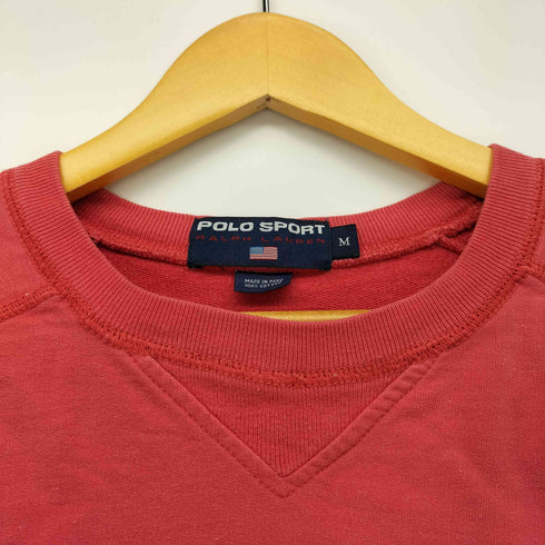 ポロスポーツラルフローレン POLO SPORT RALPH LAUREN 90S 星条旗ロゴ刺繍 ラグランスリーブ V字ガゼット クルーネック スウェット メンズ import:M