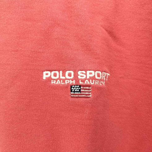ポロスポーツラルフローレン POLO SPORT RALPH LAUREN 90S 星条旗ロゴ刺繍 ラグランスリーブ V字ガゼット クルーネック スウェット メンズ import:M