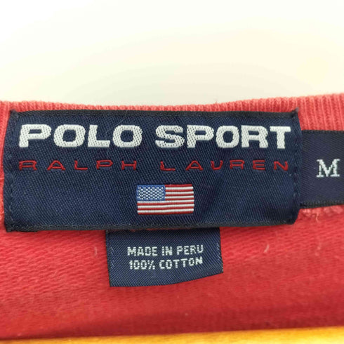 ポロスポーツラルフローレン POLO SPORT RALPH LAUREN 90S 星条旗ロゴ刺繍 ラグランスリーブ V字ガゼット クルーネック スウェット メンズ import:M
