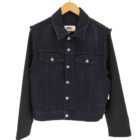 エムエムシックスメゾンマルジェラ MM6 Maison Margiela ブラックデニムウールコンビブルゾン レディース 36