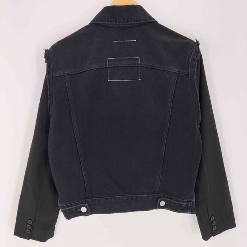 エムエムシックスメゾンマルジェラ MM6 Maison Margiela ブラックデニムウールコンビブルゾン レディース 36