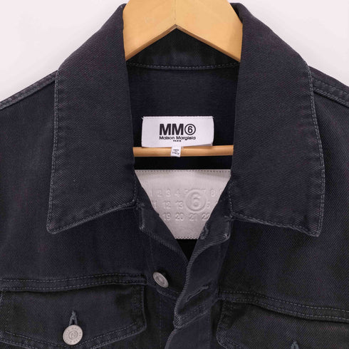 エムエムシックスメゾンマルジェラ MM6 Maison Margiela ブラックデニムウールコンビブルゾン レディース 36