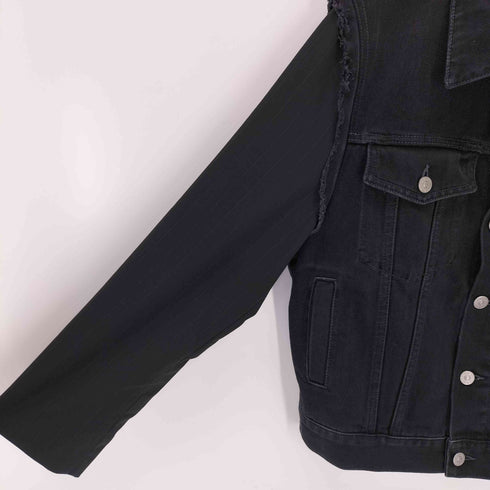 エムエムシックスメゾンマルジェラ MM6 Maison Margiela ブラックデニムウールコンビブルゾン レディース 36