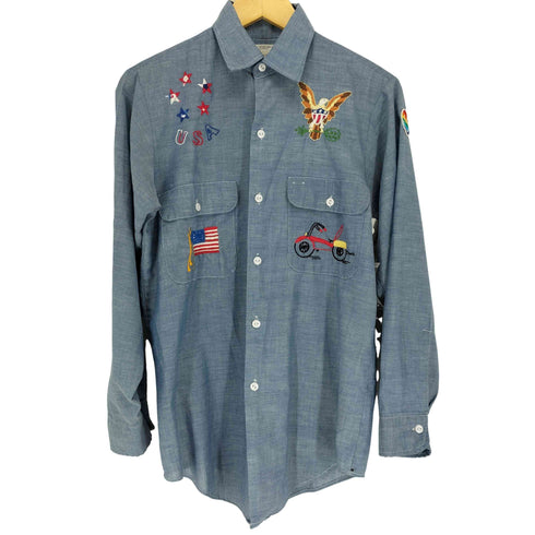 ビッグマック BIG MAC 70s NO-IRONタグ 刺繍デザインL/S シャツ メンズ