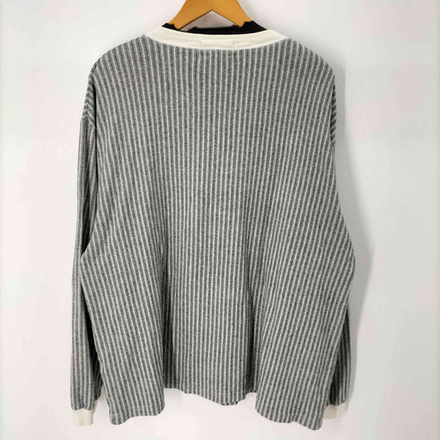エディーバウアー Eddie Bauer 90S 白タグ L/S ストライプヘンリーネックTシャツ メンズ import:L