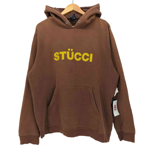 ステューシー Stussy 00S 紺タグ STUCCIプリント 裏起毛 プルオーバー パーカー フーディー メンズ import:L