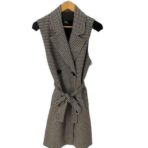 ザラ ZARA LONG GINGHAM VEST ロング ギンガムチェックベスト レディース JPN:S