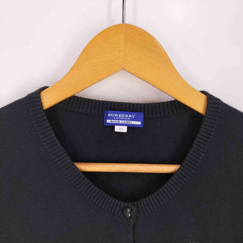 バーバリーブルーレーベル BURBERRY BLUE LABEL ロゴ刺繍 七分袖 コットンニットカーディガン レディース 38