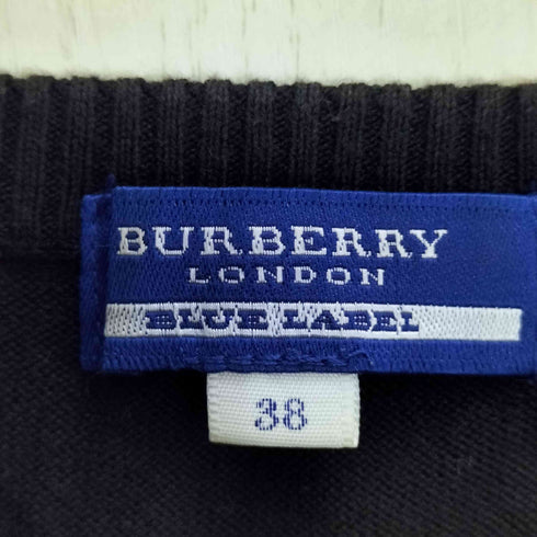 バーバリーブルーレーベル BURBERRY BLUE LABEL ロゴ刺繍 七分袖 コットンニットカーディガン レディース 38