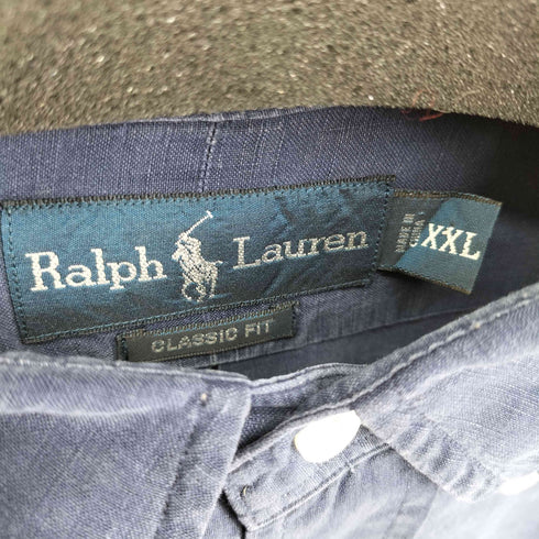 ラルフローレン RALPH LAUREN 90S CLASSIC FIT スモールポニー刺繍 L/S BDシャツ リネン シルク メンズ JPN:XXL