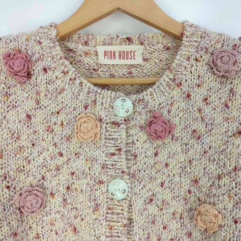 ピンクハウス PINK HOUSE 花モチーフツイードカーディガン レディース