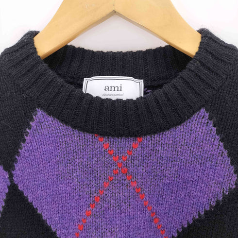 アミアレクサンドルマテュッシ AMI ALEXANDRE MATTIUSSI ポルトガル製 アーガイルニット M MAGLIONE I17 メンズ