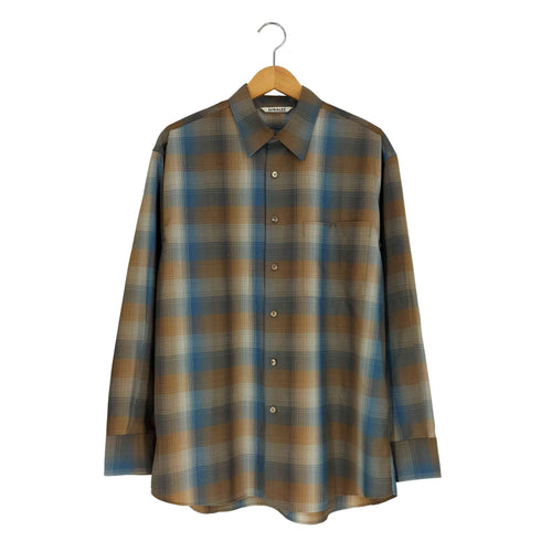 オーラリー AURALEE SUPER LIGHT WOOL CHECK SHIRT スーパー ライト ウール チェックシャツ メンズ JPN:3
