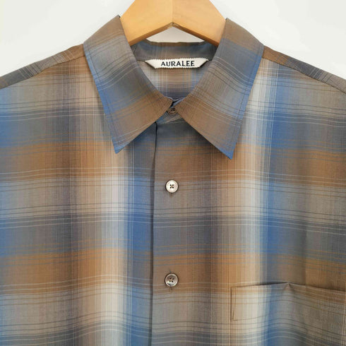 オーラリー AURALEE SUPER LIGHT WOOL CHECK SHIRT スーパー ライト ウール チェックシャツ メンズ JPN:3