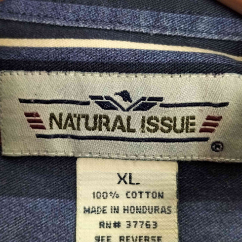 ナチュラルイシュー NATURAL ISSUE ストライプ コットン ボタンダウンシャツ メンズ import:XL